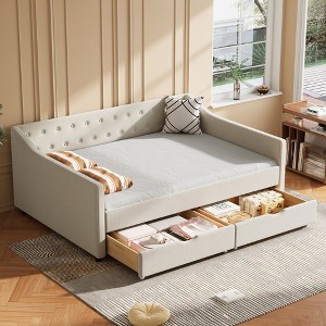 Full Size Upholstered Daybed with Drawers for Bedroom - 1 of 4