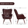 Yaheetech Set of 2 Mid-century Tufted High Back Faux Leather Accent Chair with Wood-tone Metal Leg for Living Room Bedroom Apartment - 3 of 4