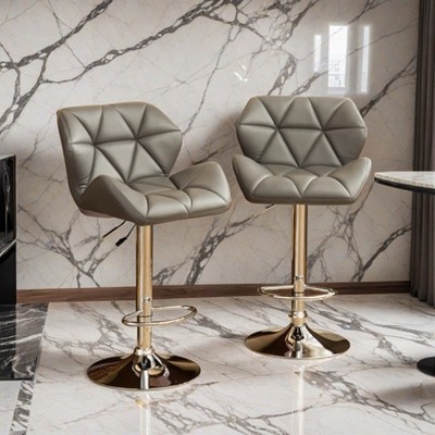 Glasgow Contemporary Tufted Adjustable Height Hidraulic Bar Stools, Set of 2 - Leovsnove
