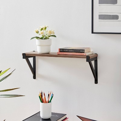 Elegantly Industrial Black Iron & Distressed Wood Floating Shelf