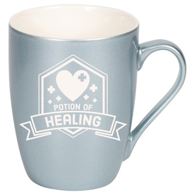 100 North Magic Potion 10 Ounce Frosted Blue Metallic Finish, Comfortably Fits Your Hands, New Bone China Coffee Tea Cup Mug, Potion of Healing