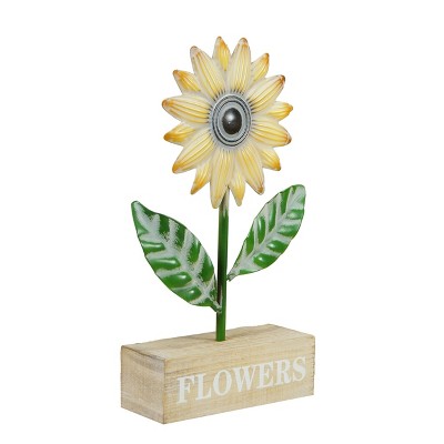 VIP Metal 12.5 in. Yellow Flowers Tabletop Decor