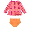 RuffleButts Girls UPF50+ Sun Protected Scallop Hem Long Sleeve Rash Guard Bikini - 2 of 4