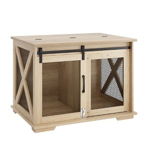 Dog crate, furniture-style dog crate with flip-top lid and removable dividers, wooden kennel with 4 wheels, suitable for medium-sized dogs - 1 of 1