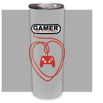 Elanze Designs Gamer At Heart Red Controller 20 ounce Stainless Steel Travel Tumbler