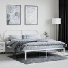 vidaXL White Metal Double Bed Frame with Elegant Design - Sturdy and Durable Steel Construction - 3 of 4