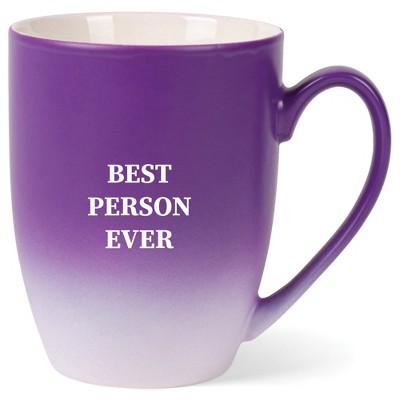 Elanze Designs 12 Ounce Ceramic Decorative Laser Engraved Giftable Novelty Tea Coffee Cup Mug Purple and White Best Person Ever