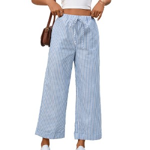 Pantalon Large Who What Wear Target - Taille 4, Rayures Bleu Clair Et Blanc, Avec Lien