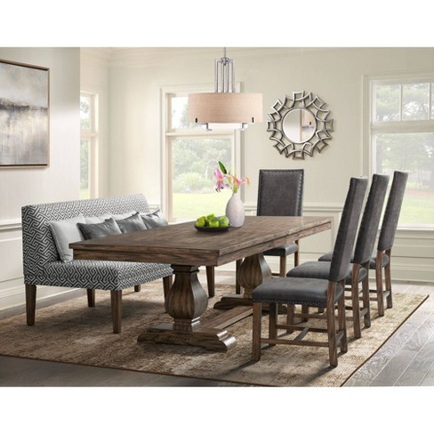 6pc Hayward Extendable Dining Table Set, Rustic Extendable Dining Table Set