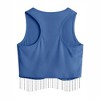 Nlife Womens Western Sparkly Fringe Sleeveless Crop Tops Cowgirl Going Out Cropped Tank Tops with Glitter Tassel - 4 of 4