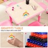 homfan Modern Kids Table,1 Table and 4 Chairs Set with Non-Slip Legs&Organizer Graffiti Desktop,Preschool Activity Kids Desk for Ages 2-10 - 4 of 4