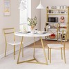 Round Dining Table Set for 2, Modern Kitchen Table Chairs Set of 2,Small Dining Room Table Set with 2 Upholstered Chairs - 3 of 4