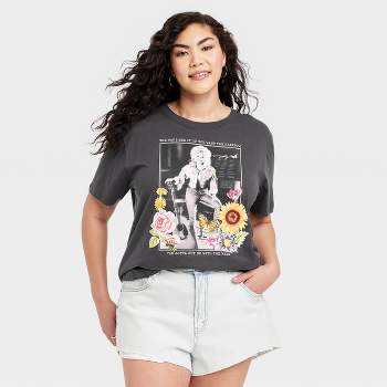 Women's Dolly Parton Floral Short Sleeve Graphic T-Shirt - Black