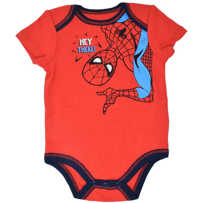 Marvel Avengers Spider-Man 5 Pack Short Sleeve Bodysuits Newborn to Infant, 3 of 10