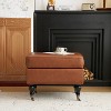 Christopher Knight Home Murphy Faux Leather Ottoman with Rubberwood Legs and Casters, Brown - 2 of 4