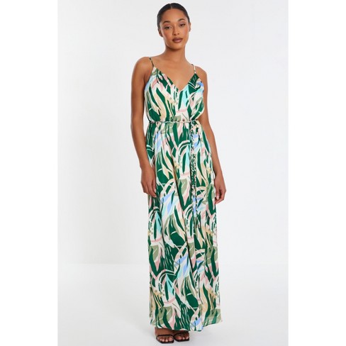 Tropical Print Satin Maxi Dress : Tropical Print Satin Maxi Dressgreen8 ...