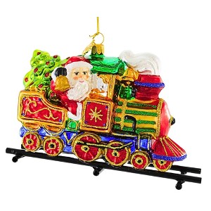 Huras Family 4.0 Inch Santa Is Calling "All Aboard" Hand-Painted Keepsake Travel Tree Ornaments - 1 of 4