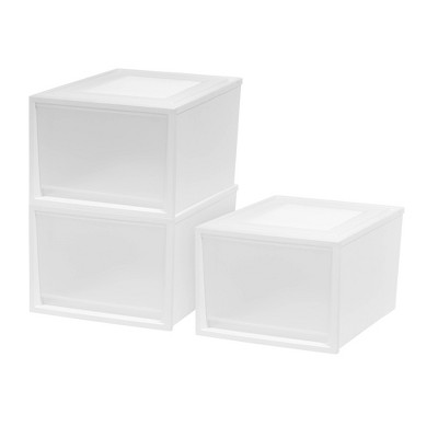 IRIS White Stackable Plastic Storage Drawer 7-in H x 15.75-in W x