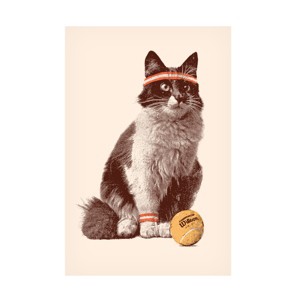 Canvas Wall Art - Florent Bodart  'Chat Tennis' Wall Art for Living Room, Bedroom, or Office Décor by Trademark Fine Art - 1 of 4