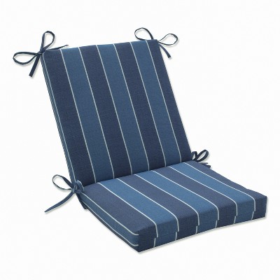 Wickenburg Outdoor Squared Edge Chair Cushion - Blue - Pillow Perfect: Weather-Resistant Patio Seat with Ties