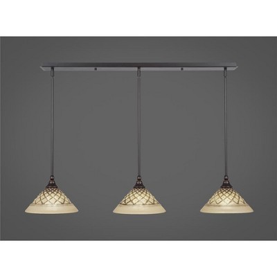 Toltec Lighting Any 3 - Light Chandelier in  Dark Granite with 10" Chocolate Icing  Shade