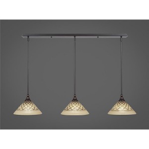 Toltec Lighting Any 3 - Light Chandelier in  Dark Granite with 10" Chocolate Icing  Shade - 1 of 1