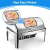 9QT Roll Top Chafing Dish Buffet Set, Stainless Steel Commercial Food Warmer, Rectangle Buffet Server with 2*1/2 Pans, Soft Close Lid & Fuel Holder - 3 of 4