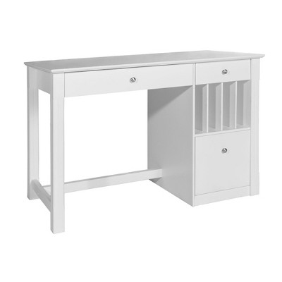 Home Office Deluxe Storage Computer Desk White - Saracina Home: Transitional Style, Keyboard Tray, Wood Composite