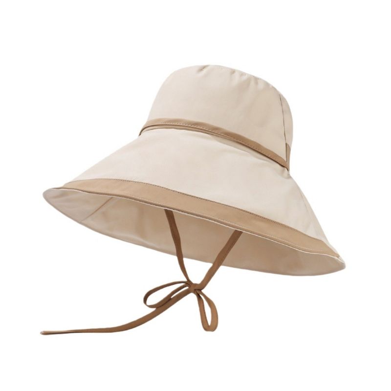 Anna-Kaci Women's Wide Brim Soft Sun Hat with Tie Strap Lightweight Casual Headwear - Beige