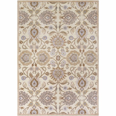 Ivory and Taupe Hand Tufted Wool 6' x 9' Area Rug