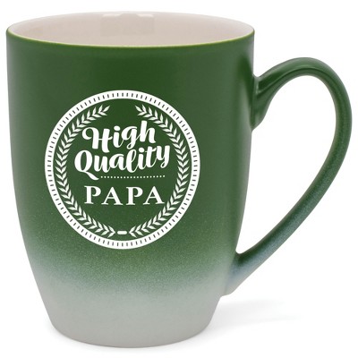Elanze Designs Top Choice Papa Two Toned Ombre Matte Green and White 12 ounce Ceramic Stoneware Coffee Cup Mug