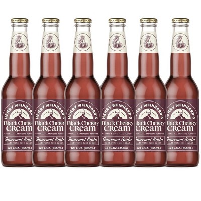 Henry Weinhard's Black Cherry Cream 6 Pack | 12oz Glass Bottles | Classic American Flavor | Premium Craft Soda