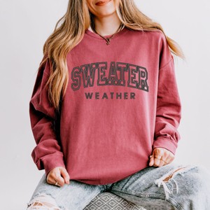 Simply Sage Market Embroidered Sweater Weather Lightweight Garment Dyed Sweatshirt - 1 of 4