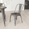 Merrick Lane Banks Indoor/Outdoor Stacking Metal Dining Chair with Single Slat Back and Distressed Powder Coated Finish - 2 of 4