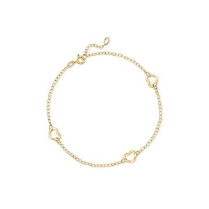 Ross-Simons Italian 14kt Yellow Gold Open-Space Heart Station Anklet Size 9 - 1 of 4
