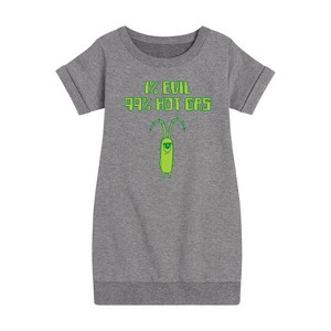Girls' - SpongeBob SquarePants - Plankton One Percent Evil Graphic Short Sleeve Fleece Dress - 1 of 4