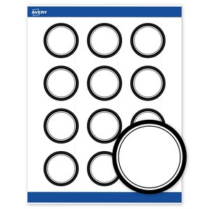 Avery® Labels, 2" Diameter, Double Black Border, Matte White, 120ct - 1 of 4