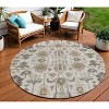 Ivory Beige And Taupe Oriental Washable Indoor Outdoor Area Rug - 2 of 4