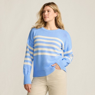 clear blue/ivory placed stripe