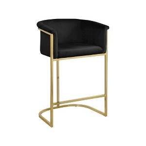Meridian Furniture,Donatella Black Velvet Stool - 1 of 4