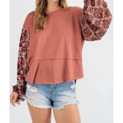 Women's Printed Bubble Sleeve Top - Easel