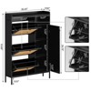 TackView Rattan Shoe Cabinet with 3 Flip Drawers,Narrow Shoe Storage Organizer with Adjustable Shelves for Home - 3 of 4