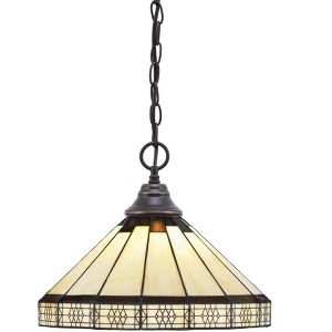 Toltec Lighting Any 1 - Light Pendant in  Dark Granite with 15" Honey & Brown Mission Art Glass Shade - 1 of 1