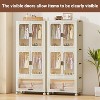 Portable Wardrobe Closet with Transparent Magnetic Door Panels - Foldable Plastic Clothes Cabinet with 4 Wheels - 4 of 4