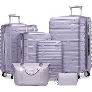 Vynxaria 6 Piece Hardside Expandable Luggage Set with Spinner Wheels & TSA Lock, Includes Duffel & Toiletry Bags - 1 of 4