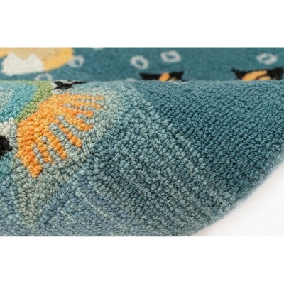 Aquatic Bliss Hand-Tufted Indoor/Outdoor Rectangular Blue Rug