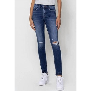 Women's Distressed Mid Rise Skinny Ankle Jeans - FLYING MONKEY - 1 of 4