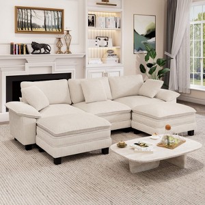Captiva Designs 123.6-Inch Cloud Modular 5PC U-Shaped Sectional Sofa, Comfy Couch with Dual Ottomans and Deep Cushions - 1 of 4