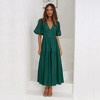 Coolmee Womens Maxi Dress Deep V Neck Puff Short Sleeve Tired Long Flowy Dresses - 2 of 4