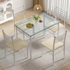 VECELO 5 Piece Dining Table Set with Glass Top Table & 4 Upholstered Chairs, Kitchen Rectangular Table Set Brown/Black - 4 of 4